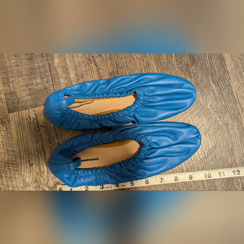 Everlane blue leather slip-on flats